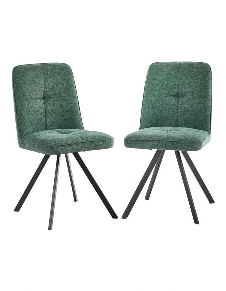 Oikiture 2x Dining Chair Kitchen Seat Linen Fabric Accent Chair Green image 1
