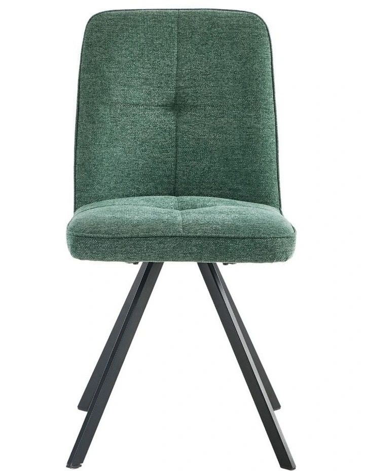 Oikiture 2x Dining Chair Kitchen Seat Linen Fabric Accent Chair Green image 2