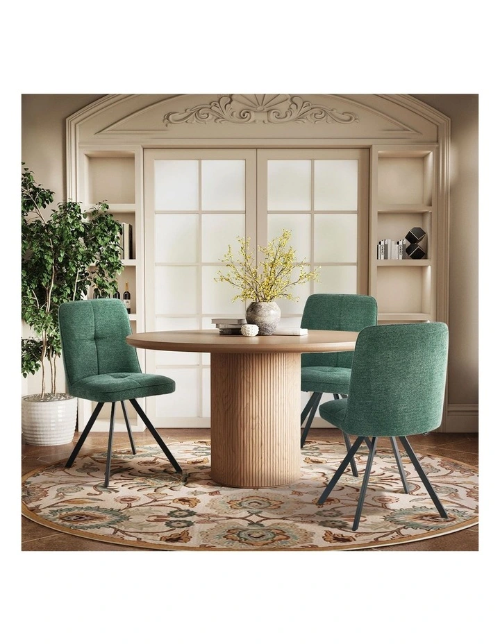 Oikiture 2x Dining Chair Kitchen Seat Linen Fabric Accent Chair Green image 7