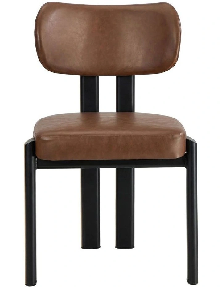 Oikiture Set of 2 Dining Chairs Faux Leather Fabric Kitchen Chair Padded Seat image 2