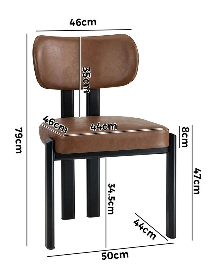 Oikiture Set of 2 Dining Chairs Faux Leather Fabric Kitchen Chair Padded Seat image 3