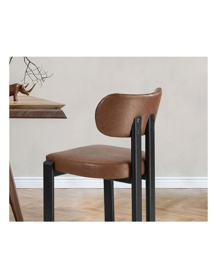 Oikiture Set of 2 Dining Chairs Faux Leather Fabric Kitchen Chair Padded Seat image 6