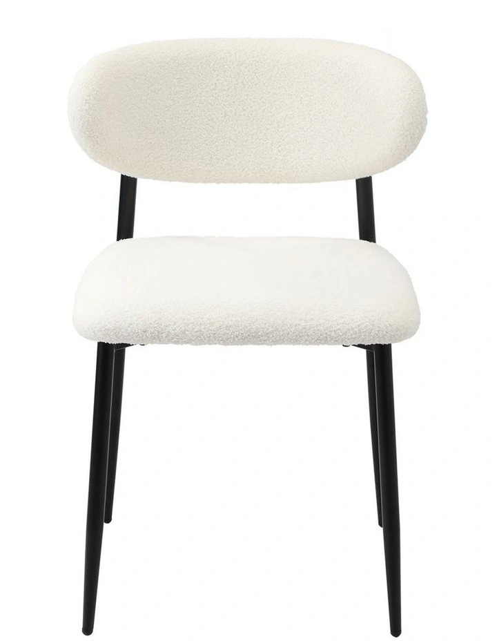 Oikiture 2x Dining Chairs Kitchen Chair Cafe Lounge Chair Boucle Black&White image 2