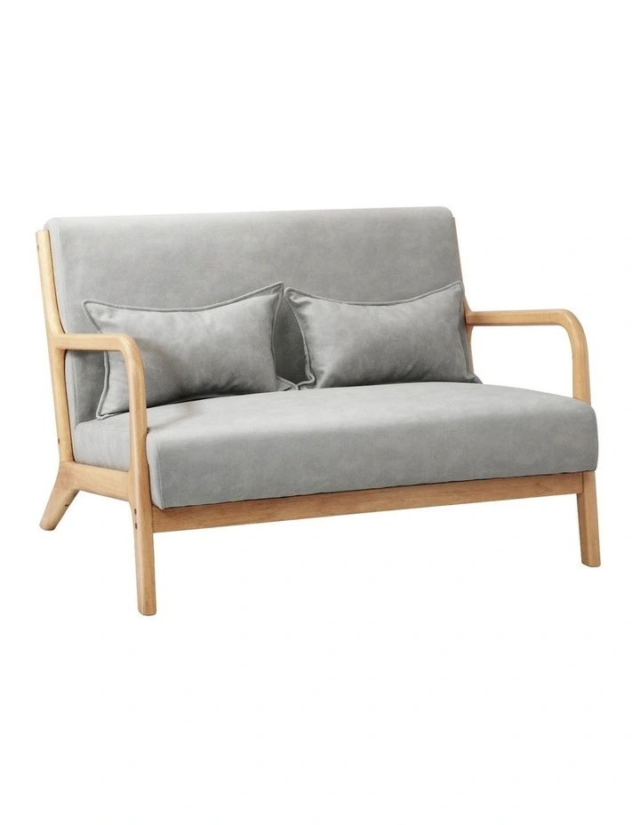 Oikiture Armchair Lounge Chair 2 Seater Accent Couch Sofa Fabric Grey Pillows image 1
