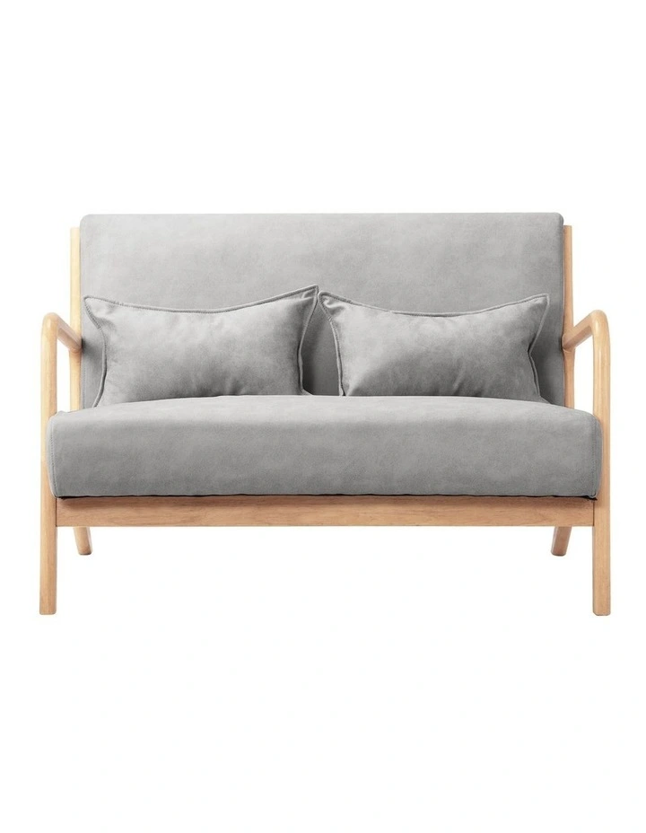 Oikiture Armchair Lounge Chair 2 Seater Accent Couch Sofa Fabric Grey Pillows image 2