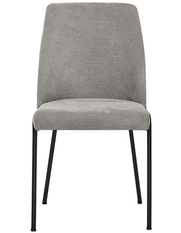Oikiture Set of 2 Dining Chairs Chenille Fabric Kitchen Chair Padded Seat Grey image 2