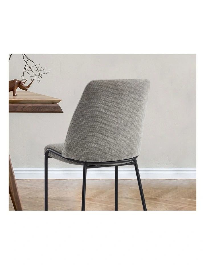 Oikiture Set of 2 Dining Chairs Chenille Fabric Kitchen Chair Padded Seat Grey image 6