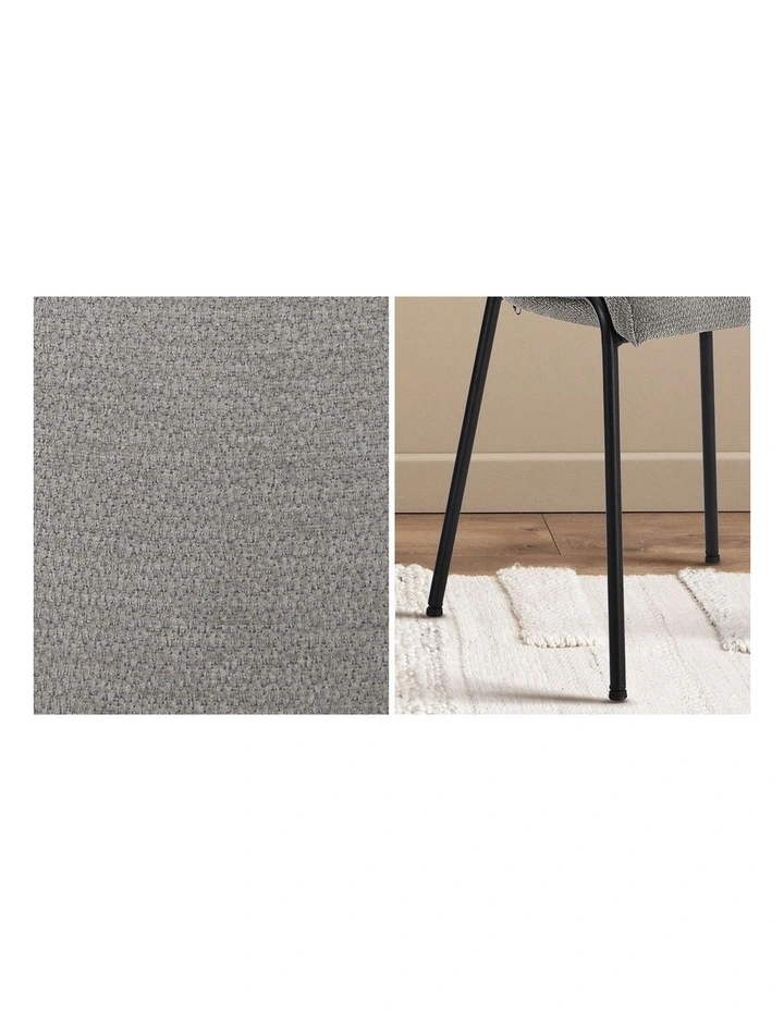 Oikiture Set of 2 Dining Chairs Chenille Fabric Kitchen Chair Padded Seat Grey image 7