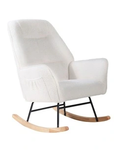 Oikiture Rocking Chair Nursing Armchair Sherpa Accent Chairs Upholstered White
