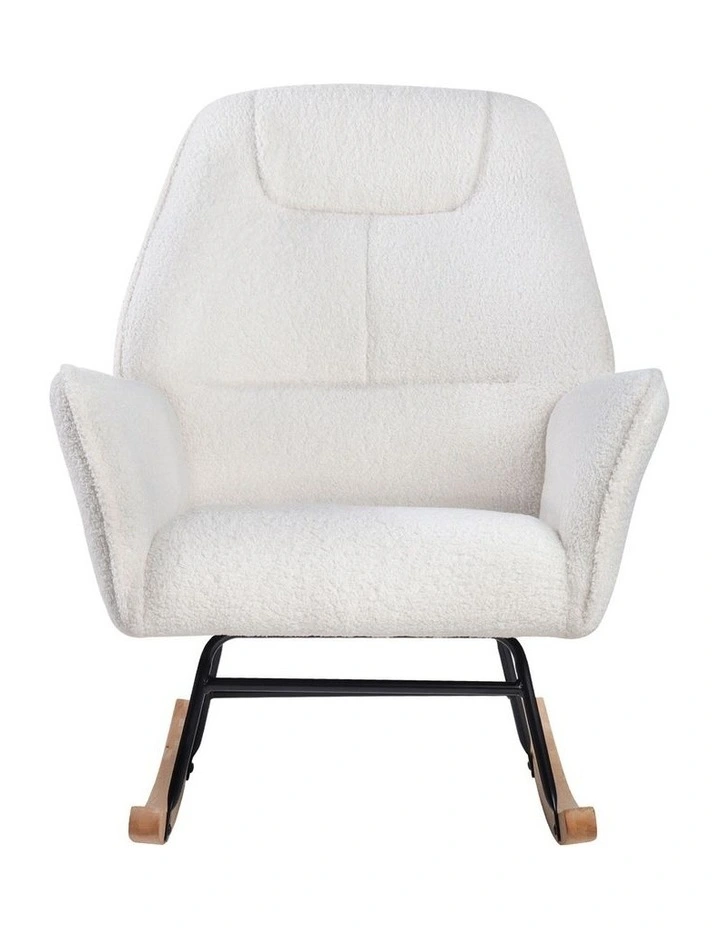 Oikiture Rocking Chair Nursing Armchair Sherpa Accent Chairs Upholstered White image 2
