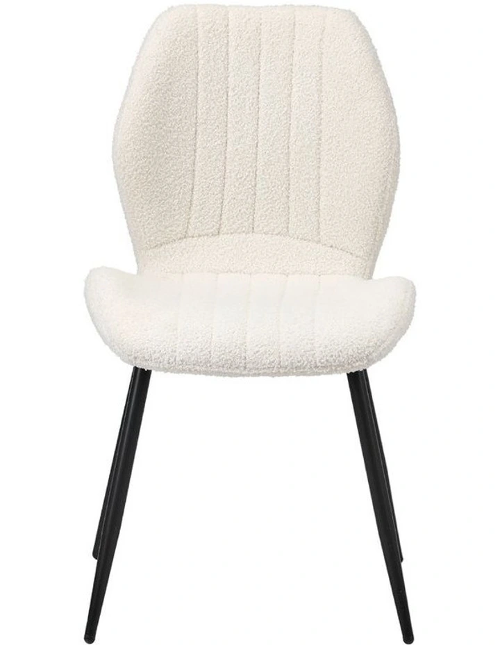 Oikiture Set of 2 Dining Chairs Kitchen Lounge Padded Seat Armless Boucle White image 2