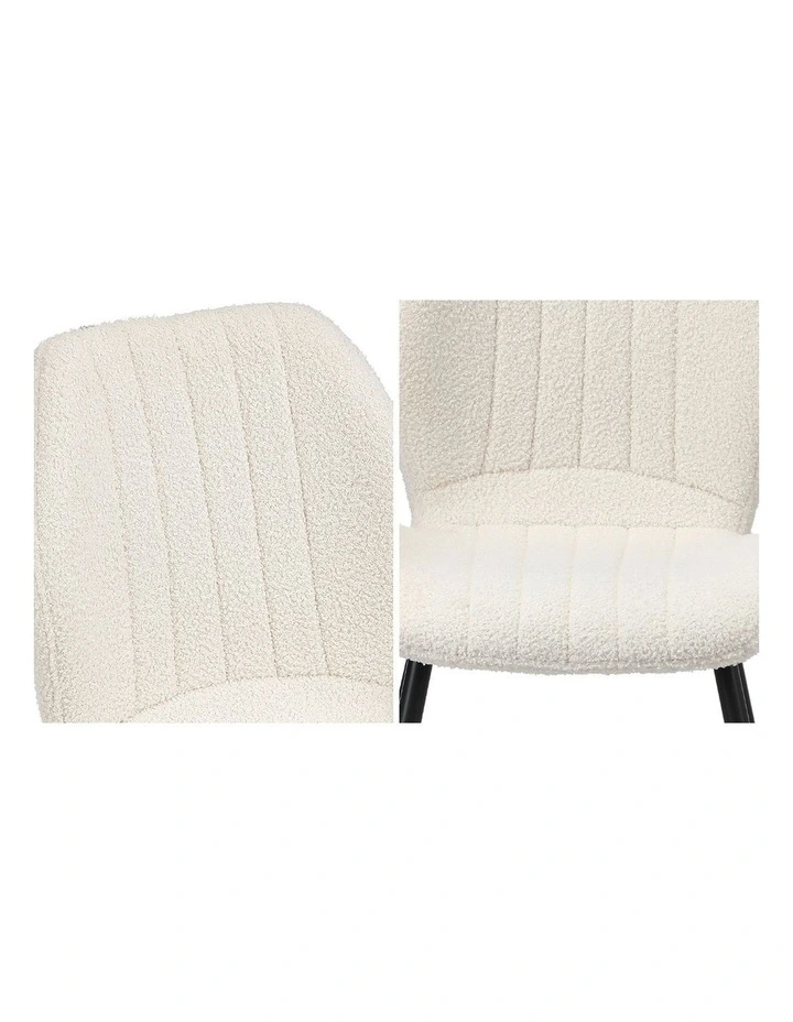 Oikiture Set of 2 Dining Chairs Kitchen Lounge Padded Seat Armless Boucle White image 6