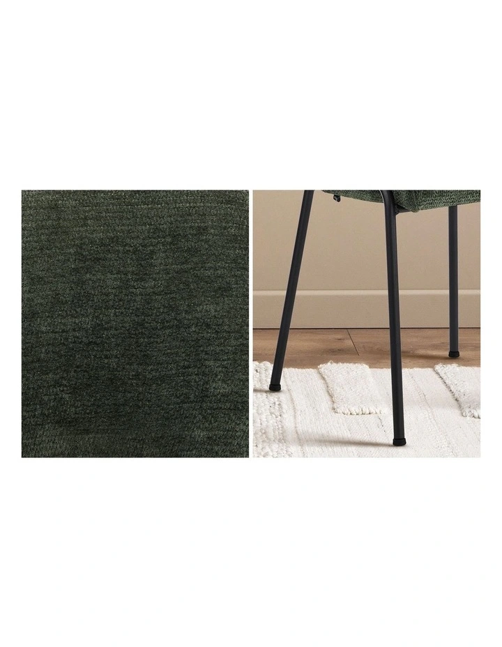 Oikiture 2x Dining Chairs Chenille Fabric Kitchen Side Chair Green image 7