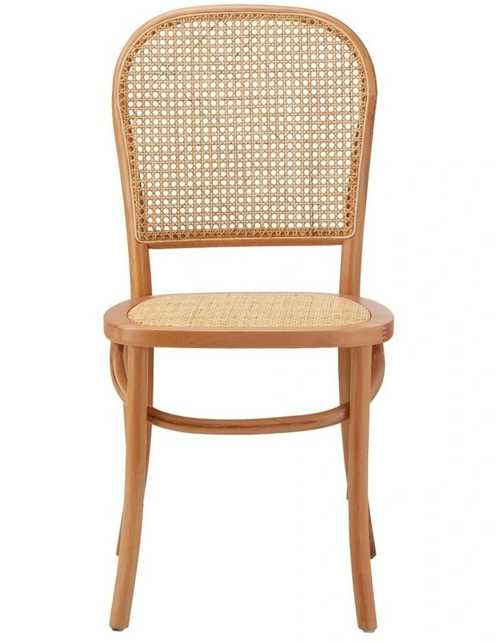 Oikiture Dining Chairs Wooden Chairs Rattan Accent Chair Natural image 2