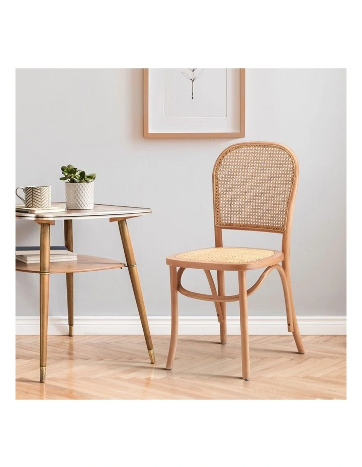 Oikiture Dining Chairs Wooden Chairs Rattan Accent Chair Natural image 4