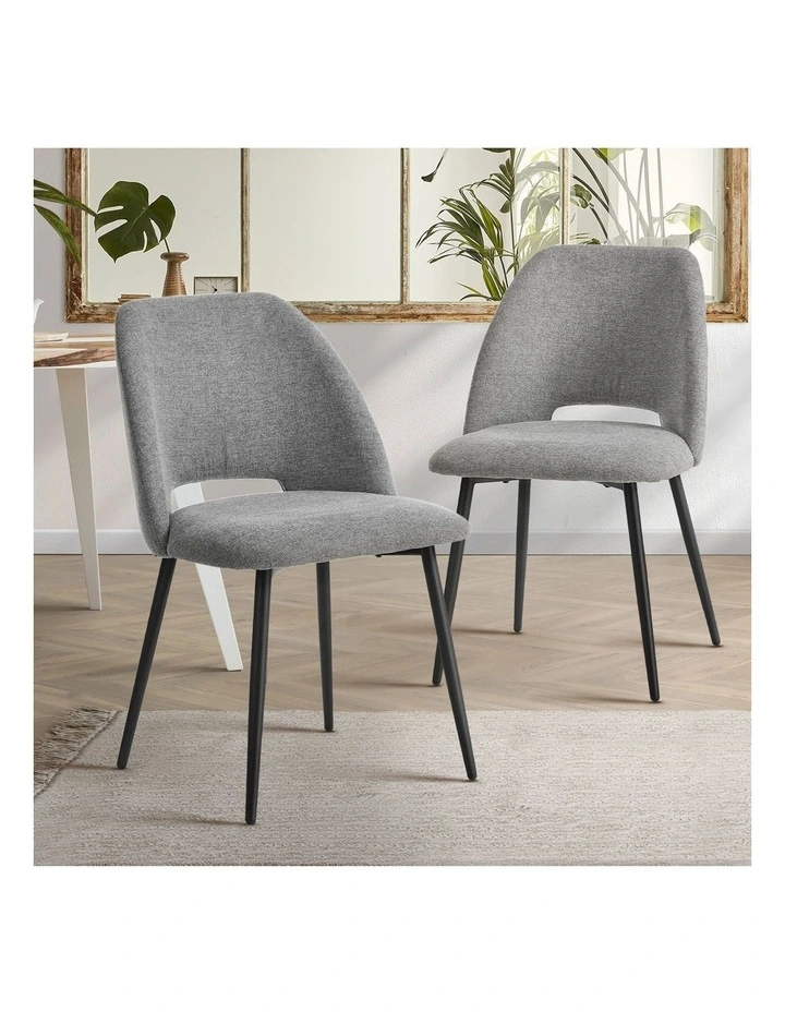 Oikiture 2x Dining Chair Accent Chairs Linen Fabric Grey image 4