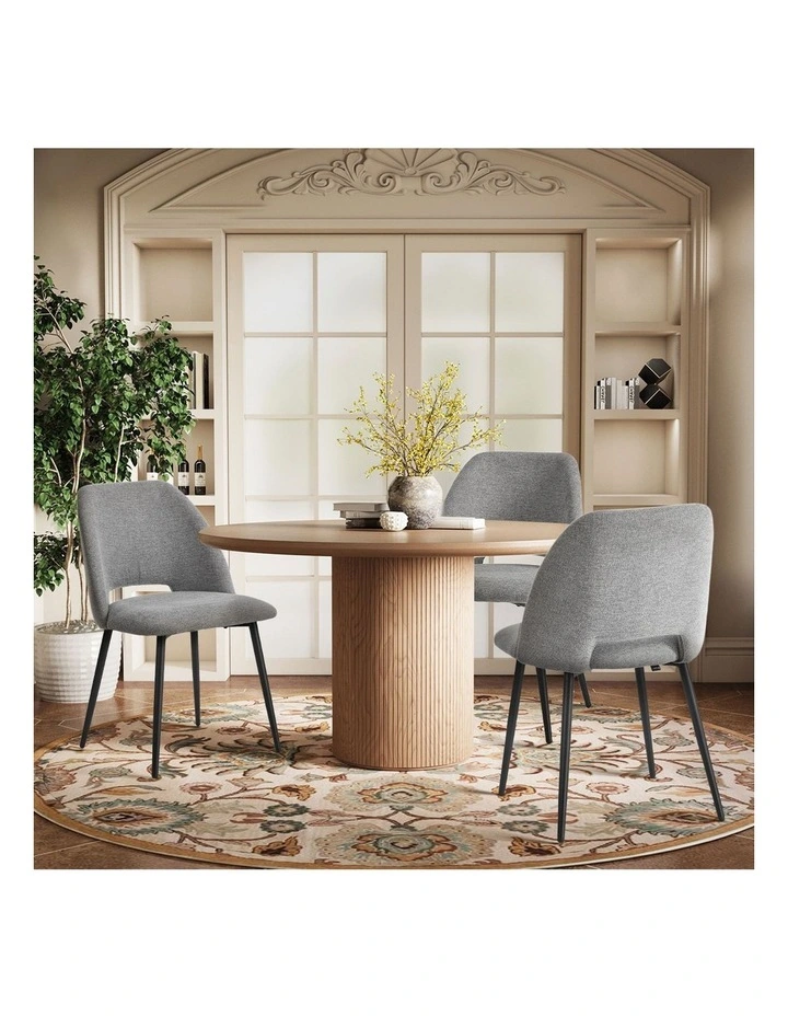 Oikiture 2x Dining Chair Accent Chairs Linen Fabric Grey image 7