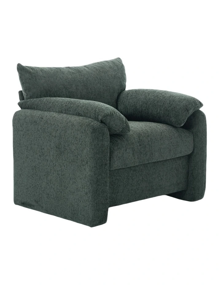 Chenille Oversized Comfy Armchair,Modern Accent Chair, Green image 1