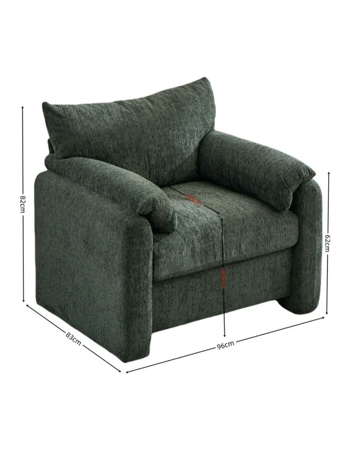 Chenille Oversized Comfy Armchair,Modern Accent Chair, Green image 6