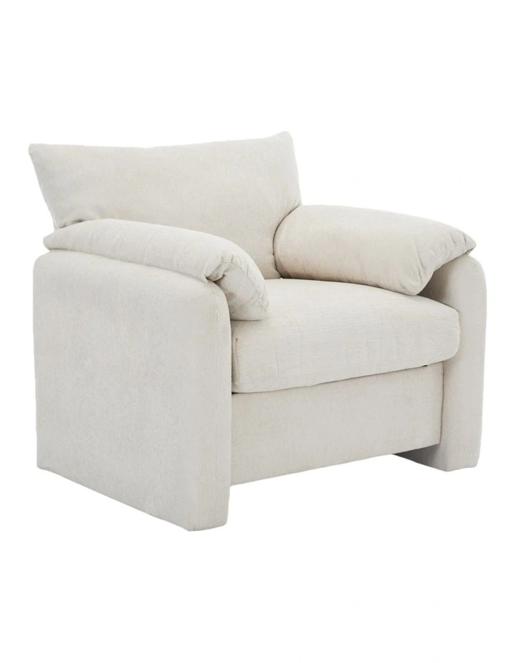 Chenille Oversized Comfy Armchair,Modern Accent Chair, Beige image 1