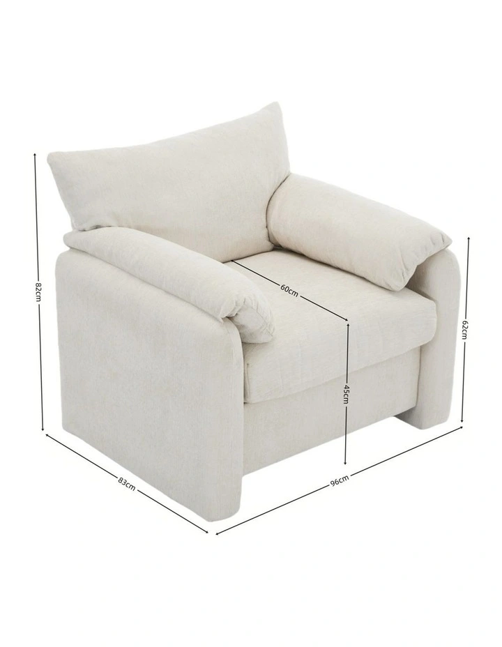 Chenille Oversized Comfy Armchair,Modern Accent Chair, Beige image 7