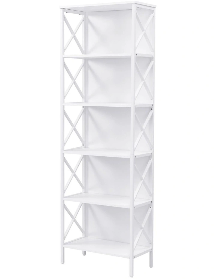6 Tier Tall and Narrow Bookshelf, White image 1