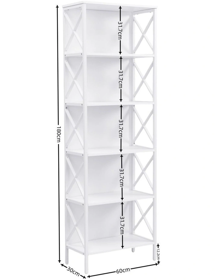 6 Tier Tall and Narrow Bookshelf, White image 7