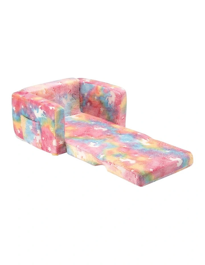 Playpals 2-in-1 Kids Sofa Convertible Couch Fold Out Toddler Sofa Pink image 2