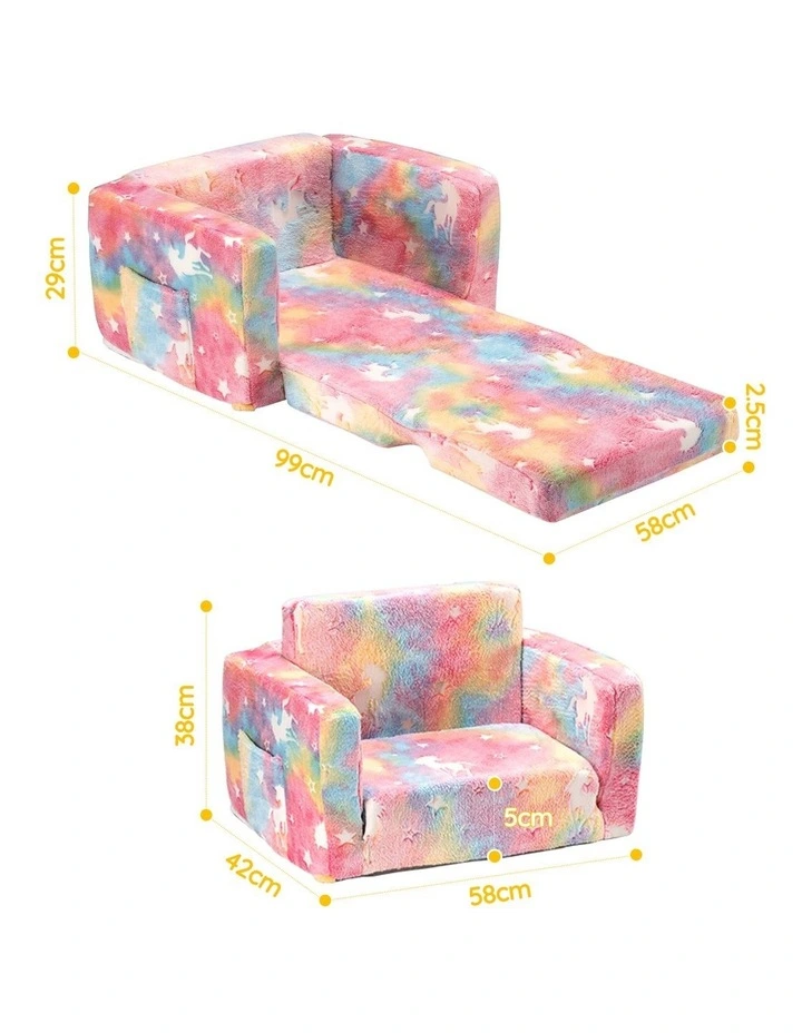 Playpals 2-in-1 Kids Sofa Convertible Couch Fold Out Toddler Sofa Pink image 3