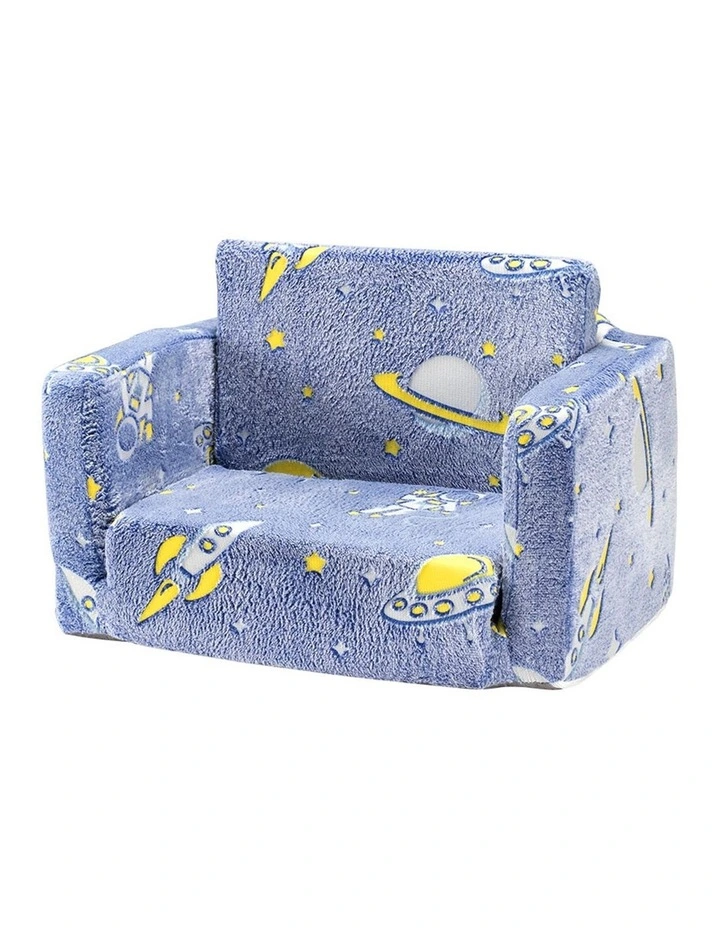 Playpals 2-in-1 Kids Sofa Convertible Couch Fold Out Toddler Sofa Blue image 1