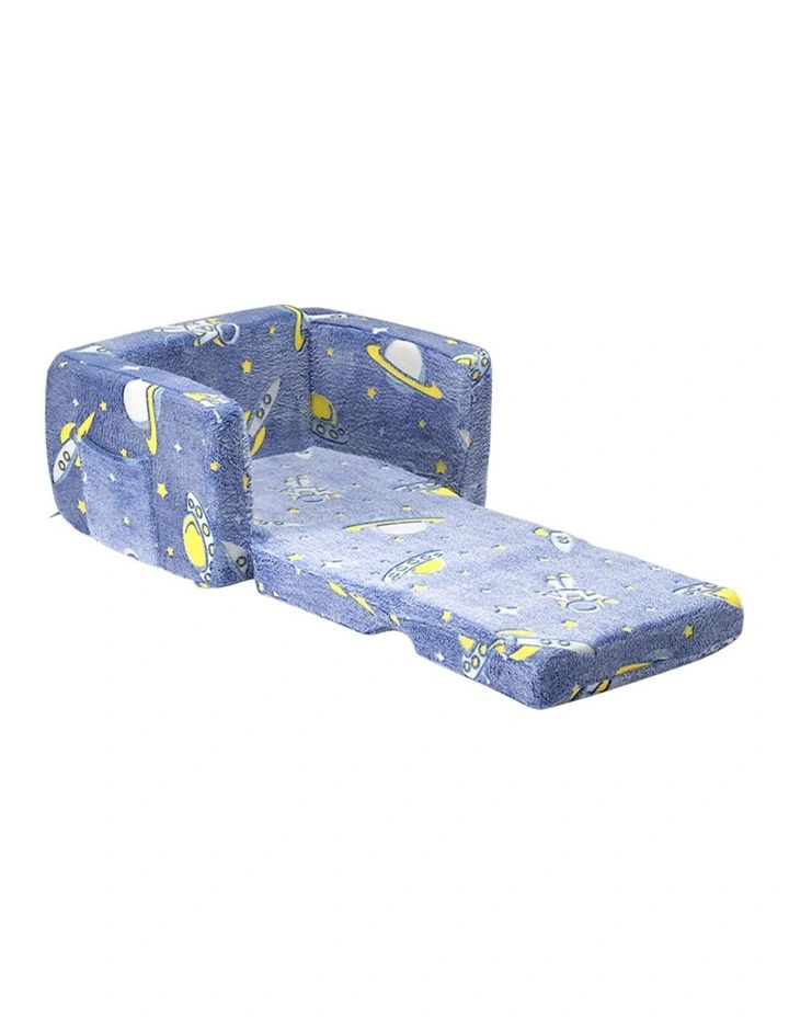 Playpals 2-in-1 Kids Sofa Convertible Couch Fold Out Toddler Sofa Blue image 2