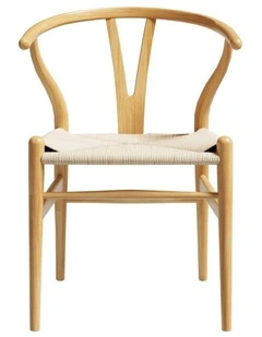 Artiss Dining Chair Wooden Rattan Seat Wishbone Back