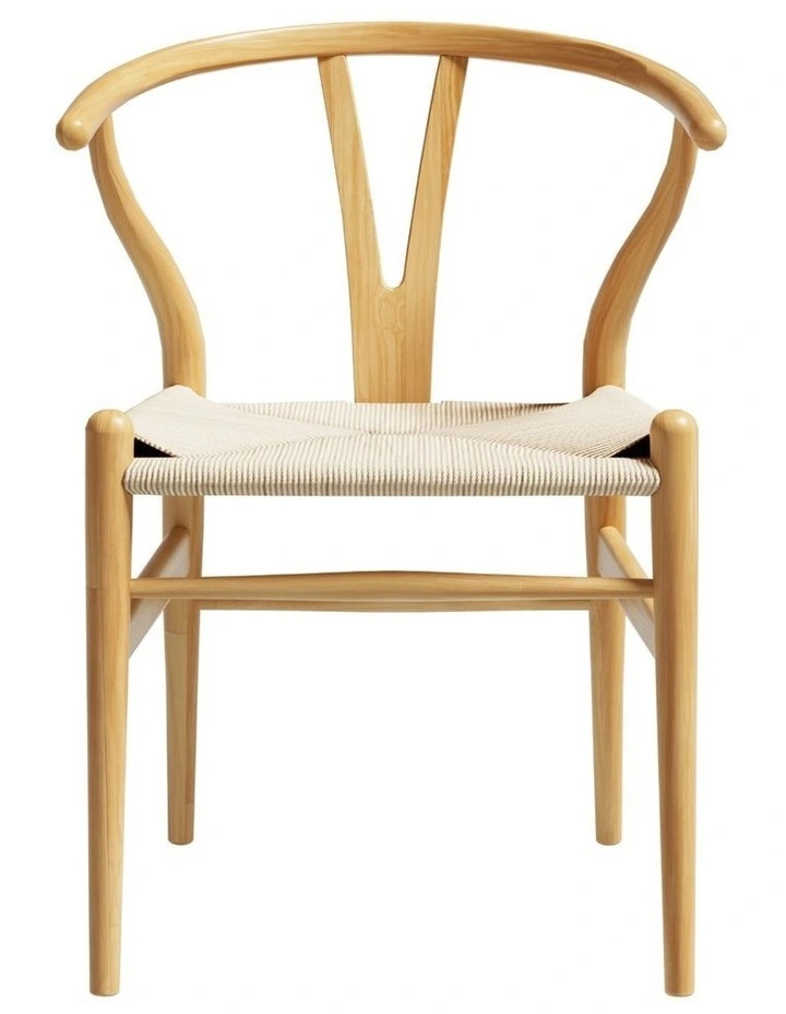 Artiss Dining Chair Wooden Rattan Seat Wishbone Back image 1