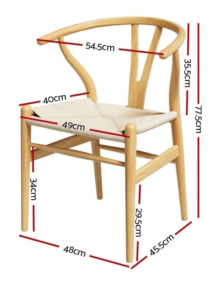 Artiss Dining Chair Wooden Rattan Seat Wishbone Back image 3