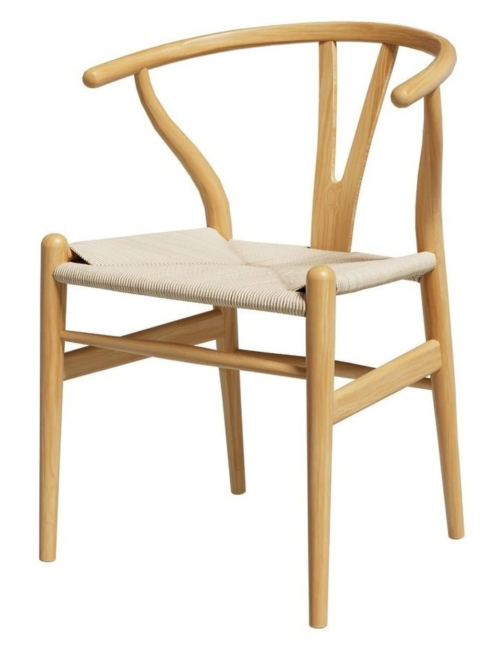 Artiss Dining Chair Wooden Rattan Seat Wishbone Back image 7