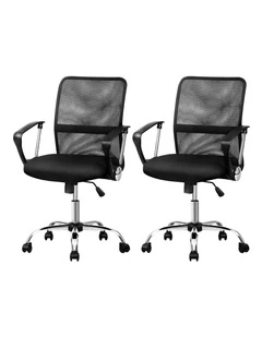 Artiss 2x Mesh Office Chair Mid Back Black