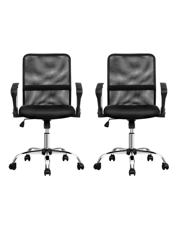 Artiss 2x Mesh Office Chair Mid Back Black image 2