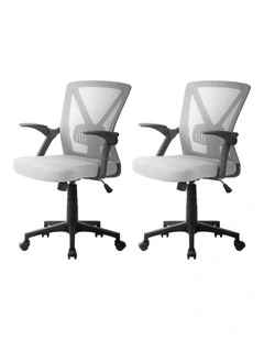 Artiss 2x Mesh Office Chair Mid Back Grey