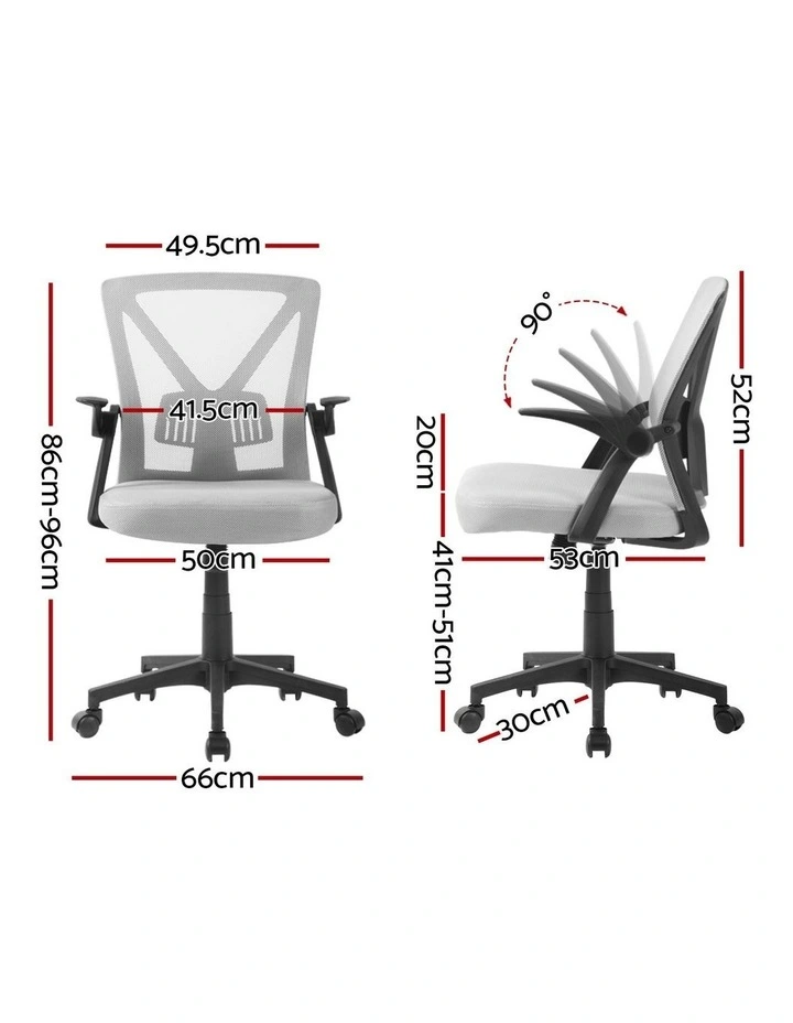 Artiss 2x Mesh Office Chair Mid Back Grey image 4