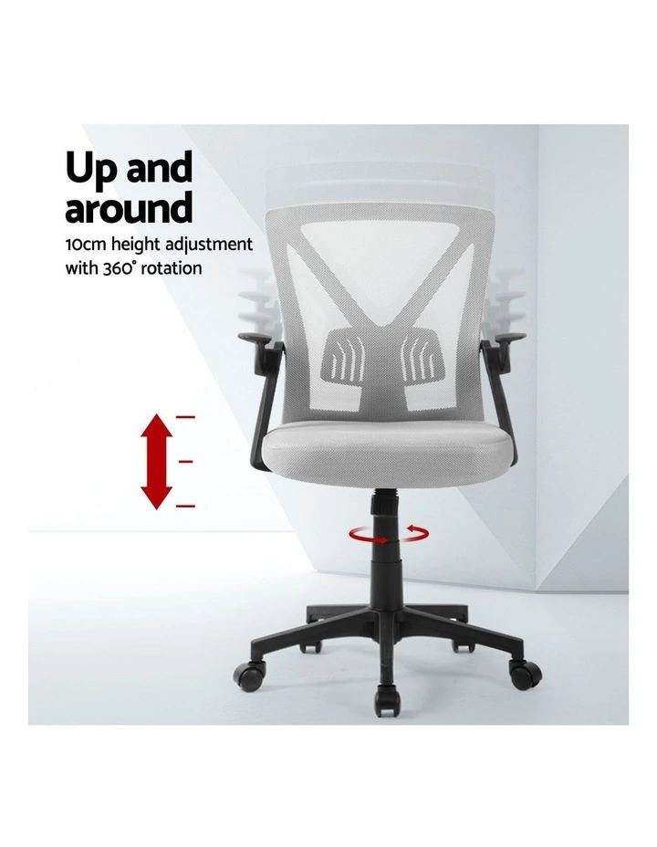 Artiss 2x Mesh Office Chair Mid Back Grey image 5