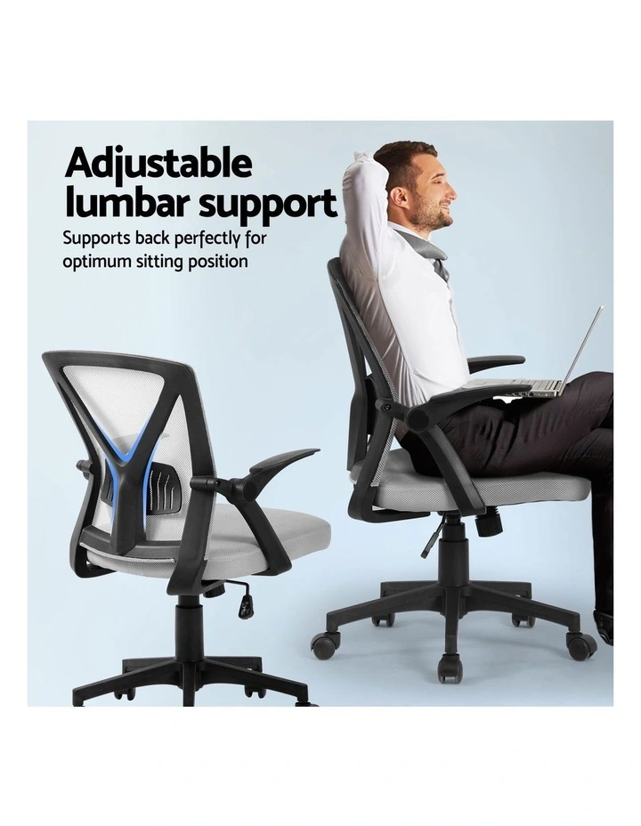 Artiss 2x Mesh Office Chair Mid Back Grey image 6