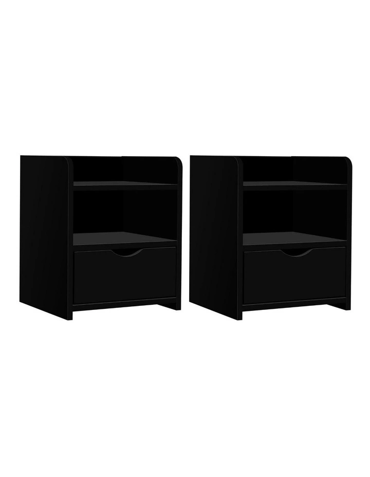 Artiss 2X Bedside Table 1 Drawer with Shelf - FARA Black image 1