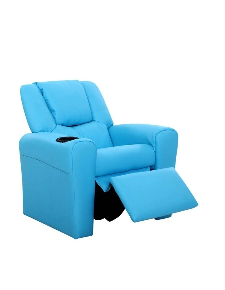Keezi Kids Recliner Chair Blue PU Leather Sofa Lounge Couch Children Armchair image 2
