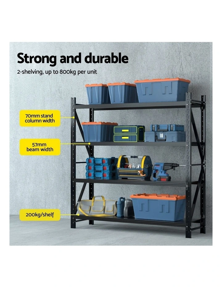 Giantz 4Mx2M Garage Shelving Warehouse Rack Black image 5