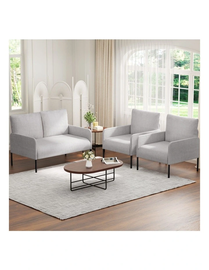 Artiss Armchair 4 Seater Sofa Set Pillow Gery Kane image 3