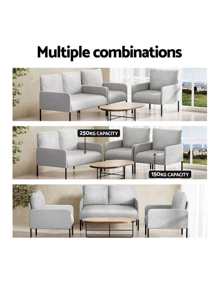 Artiss Armchair 4 Seater Sofa Set Pillow Gery Kane image 7