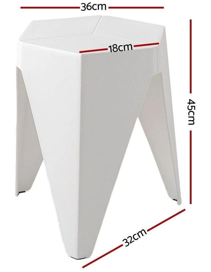 Artiss 4PC Puzzle Stool Bar Stools Stackable White image 3
