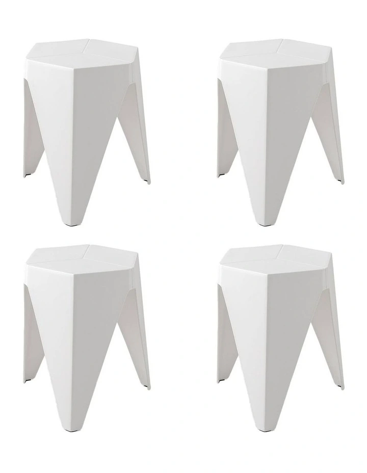 Artiss 4PC Puzzle Stool Bar Stools Stackable White image 7