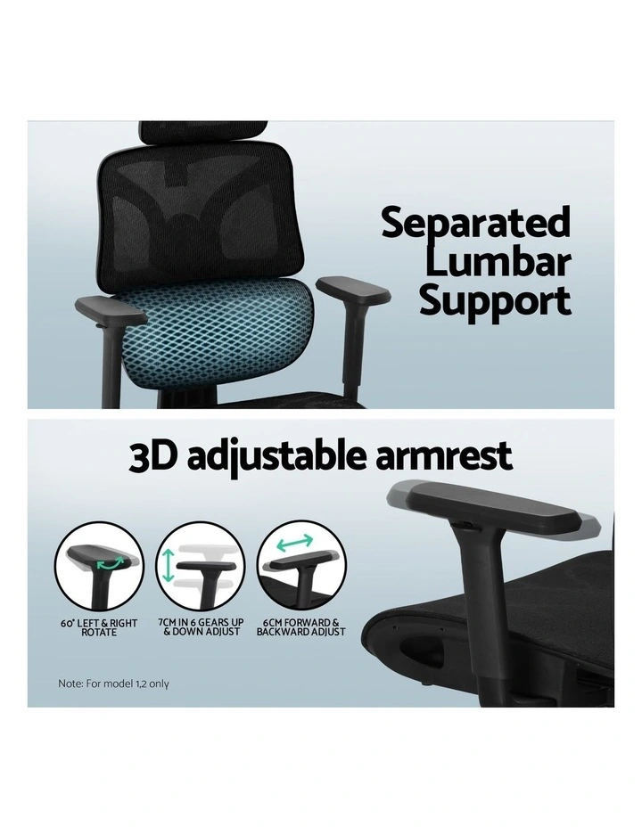 Artiss Computer Desk L-Shape Study Desks Ergonomic Office Chair Mesh Chairs image 7