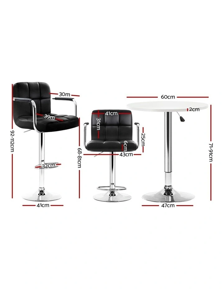 Artiss Bar Table and Stools Set Dining Desk Kitchen Chairs Cafe Pub image 4